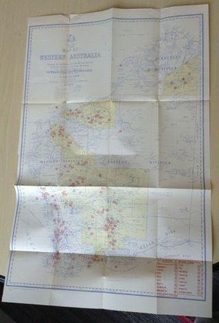 Gold & Minerals Map Of Western Australia 1904