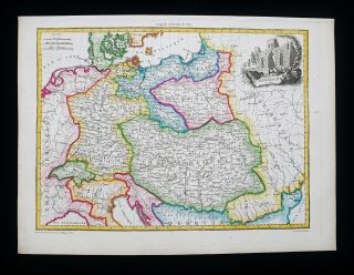 1812 Lapie - Rare Map Of Germany,  Deutschland,  Pomerania,  Austria,  Baltic Sea
