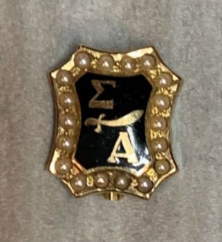 Sigma Alpha Fraternity Pin - 14k With Pearls