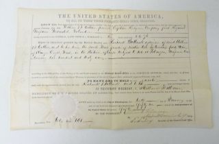 Us President Millard Fillmore Hand Signed 1851 Land Grant Deed Document