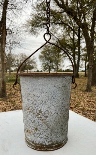 Texas Farm Barn Find Vintage Primitive Antique Rustic Metal Well Water Bucket