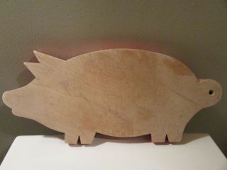 Lg Vtg Primitive Old Wooden Pig Bread Cutting Board - Farmhouse Kitchen Hog