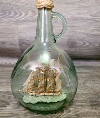 Vintage Handmade Nautical British Cutty Sark Sail Ship Boat In Bottle Sculpture