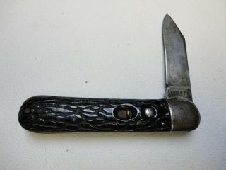 Vintage Geo.  Schrade Presto Single Blade Pocket Knife W/ Leather Sheath