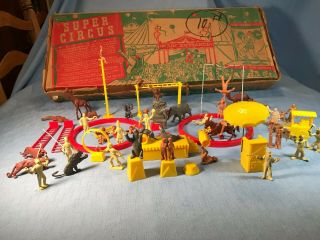 Vtg 1950s Marx Circus Playset (4320) 48 Figures,  All Accessories & Box