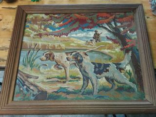 Vintage Pnb Fall Hunting Dogs Scene 16 X 20 Paint By Number 60s ? Mcm