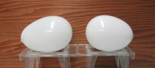 2 Vintage Antique Hand Blown Milk Glass Nesting Eggs Sock Darnners With Pontil
