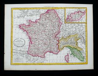 1812 Lapie - Rare Map France & North Italy,  Liguria,  Turin,  Milan,  Corsica