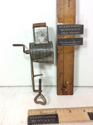 Antique Hand Crank Mounted Nutmeg Grater Kitchen Tool Mill Grinder 6 - 1/4 " Long