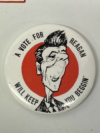 Ronald Reagan Anti Campaign Political Button “a Vote For Reagan Will Keep You Be