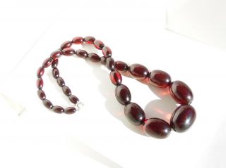 Vintage Cherry Amber Bakelite Graduated Bead Necklace 20 " 58gr