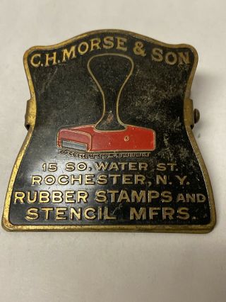 Vintage C.  H.  Morse Son Rubber Stamp Stencil Advertising Paper Clip Rochester Ny