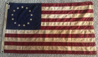 Vintage Betsy Ross 13 Star Flag 55”x32” W/ Elizabeth Ross Label
