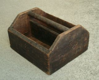 Vintage Antique Primitive Wood Handmade Tote Tool Box Caddy W/ Handle Mechanic?