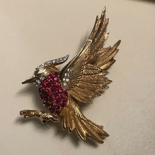 Rare Vintage Signed Marcel Boucher Gold Plated Bird Pin Brooch 7472