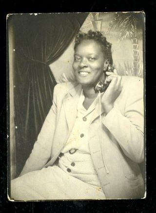 Vintage Arcade Photo African American Aunt Effie Talks On The Phone
