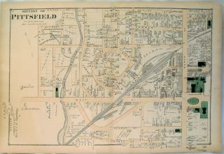 1876 Antique Map Pittsfield Sec 4 Beer 