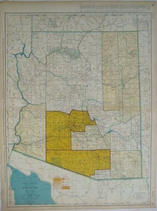 1958 Arizona Commercial Atlas Railroad Map Counties Cities Rand Mcnally