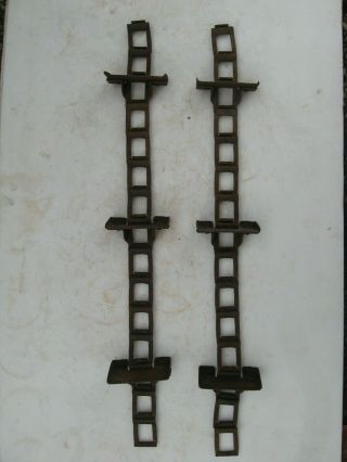 2x 25 " Vtg Rusty Grain Elevator Paddles & Chains Metal Industrial Garden Art