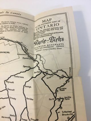 Rare 1920 ' s,  Map Of The Southern Part Of Ontario Canada 3