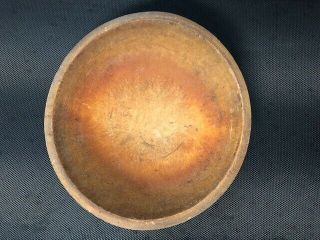 Vintage Wooden Dough Bowl,  11 X 10 1/2 Inches,  3 Inches Tall
