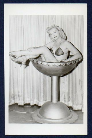Tere Shehan Busty Leggy Burlesque Dancer Stripper Orig Photo Postcard