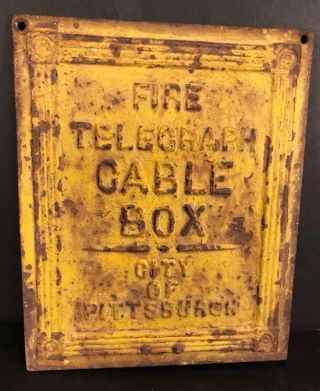 Vintage Fire Telegraph Cable Box Face Plate City Of Pittsburgh Cast Iron