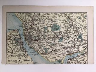 Environs Of Liverpool C1886 Antique County Map Philip Railway Mineral Lines