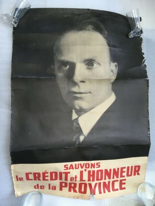 Vintage Adelard Godbout Election Poster Liberal Party Quebec Canada Mp