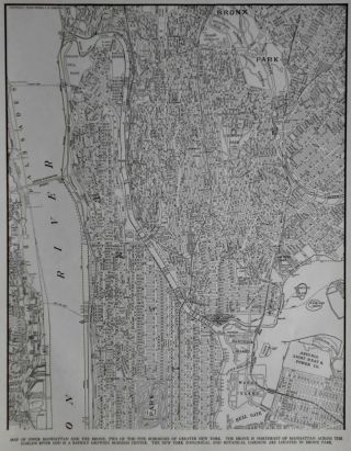 Vintage 1939 Upper Manhattan Bronx Atlas Map Ny York City World War Wwii Era
