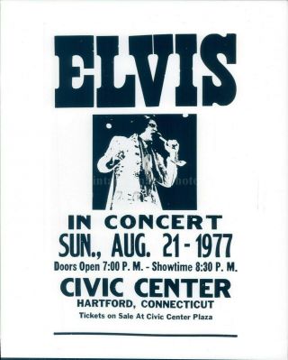 1997 Photo Elvis Concert Poster Civic Center Hartford Ct Tickets Plaza 8x10