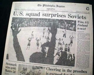Miracle On Ice Upset Of Soviet Union Olympics Hockey U.  S.  Win 1980 Old Newspaper