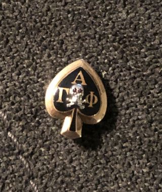 Rare Vintage 14k Gold Skull & Crossbones Fraternity Pin Alpha Gamma Phi