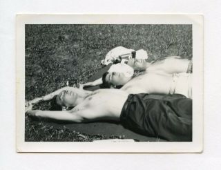 24 Vintage Photo Shirtless Soldier Buddy Boys Men On Grass Snapshot Gay