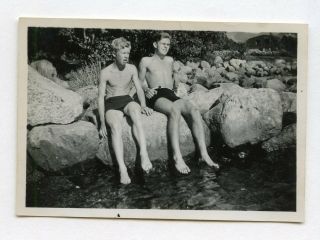 5 Vintage Photo Swimsuit Buddy Boys Men Beach Snapshot