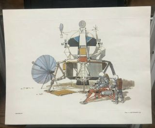 Vintage Nasa/grumman Apollo Lunar Module Lithograph Print - Rare Plate 2