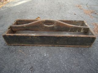 Rare Large Vintage Antique Primitive Wood Handmade Tote Tool Box Caddy Decor