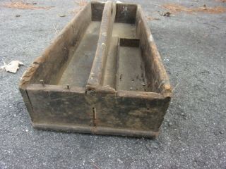 Rare Large Vintage Antique Primitive Wood Handmade Tote Tool Box Caddy Decor 3