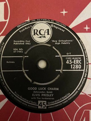 Elvis Presley.  Good Luck Charm / Anything That’s Part Of You.  Rca (irish Issue)