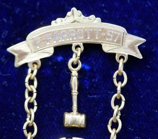 Vintage 10k Gold Masonic Ohio Lodge Past Masters Mason Jewel Badge 1957 Parrott 3