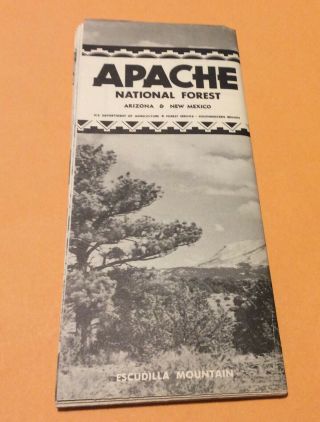 Vintage 1963 Apache National Forest Arizona & Mexico Map U.  S.  Dept.  Of Agr.