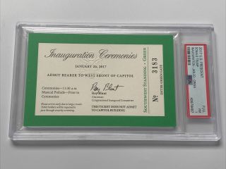 2017 President Donald Trump Inauguration West Front Ticket Green Pass Pence Psa