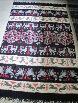 Vintage Large Indonesian Ikat Weaving 94 X 56 Inches 235 X 140 Centimeters 2