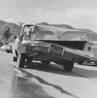 Vtg Photo Film Negative Accident Car Wreck Damage 1961 Chevrolet Chevy 007 1