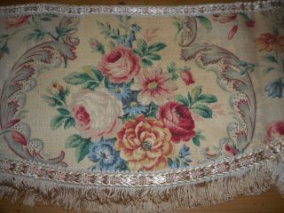 Vintage French Shabby Cottage Floral Roses Fabric Window Pelmet Pink Blue Green