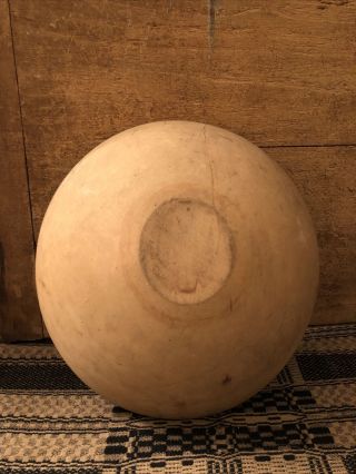 Primitive Antique Wooden Wood Dough Bowl 10 1/2” Vintage Out Of Round Dough Bowl