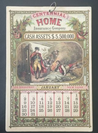 1876 Centennial Home Insurance Company - Rare Full Pad 1876 Calendar