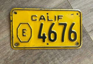 1956 California Exempt Motorcycle License Plate Ca Vintage Display Only
