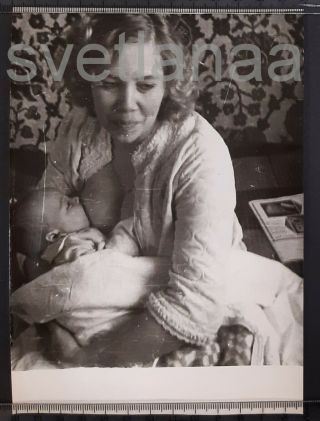 Lovely Woman Baby Breastfeeding Nursing Mother Big Breast Soviet Vintage Photo