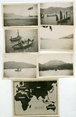 Group Of 7 Photos Hong Kong From British Ship Hms Arbiter 1945 Cruise